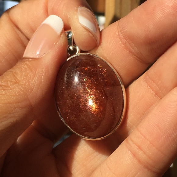 HIGH QUALITY Genuine Sunstone Pendant - 925 Silver - Large Stone - Picture 9 of 11